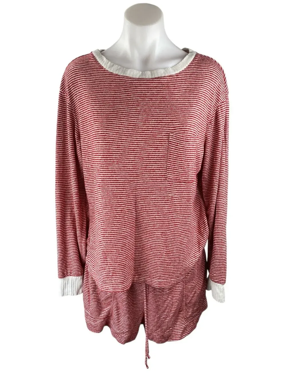 Stars Above Red Striped Long Sleeve T Shirt Shorts Lounge Two Piece Set Size S